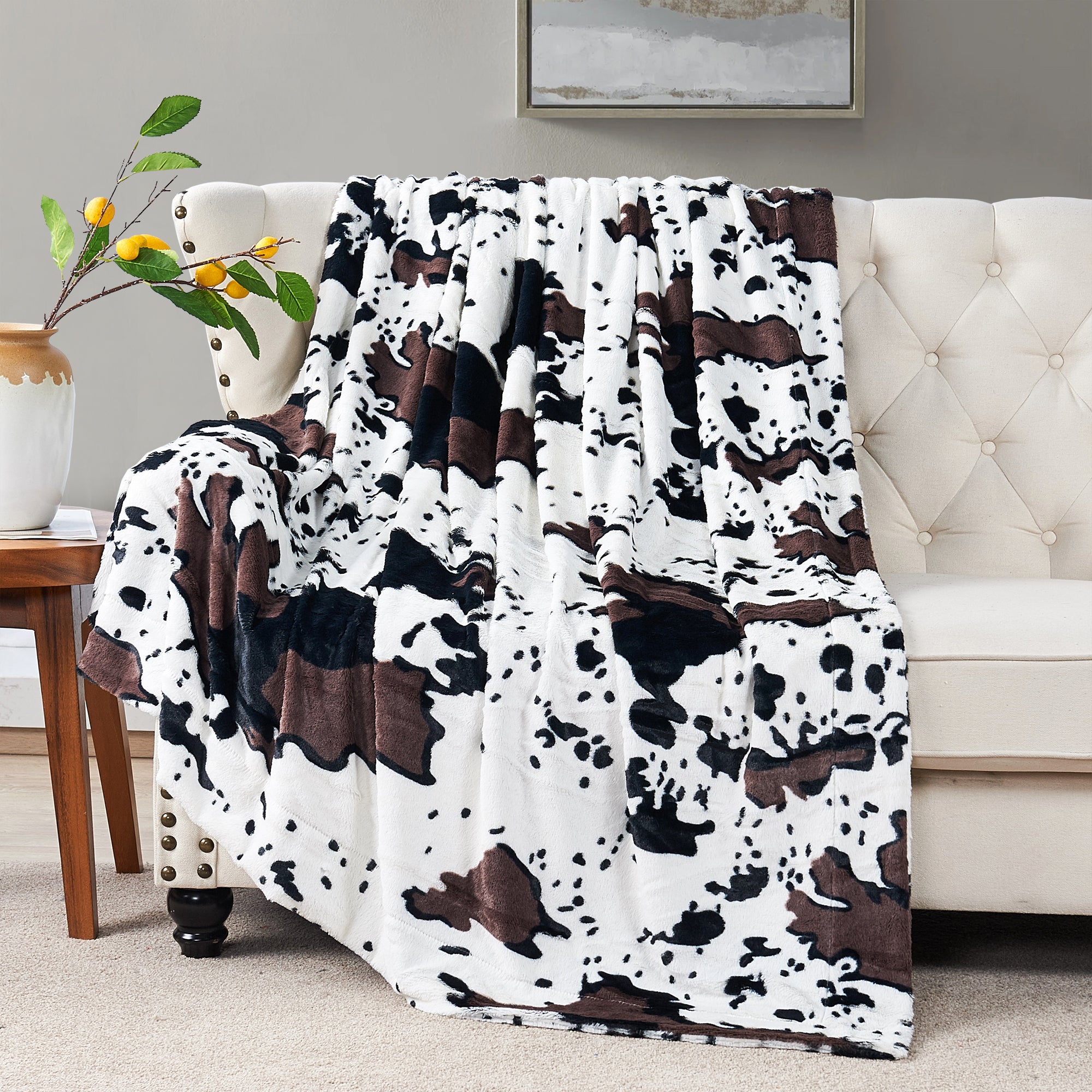 ANIMAL DOUBLE SIDED FAUX FUR THROW