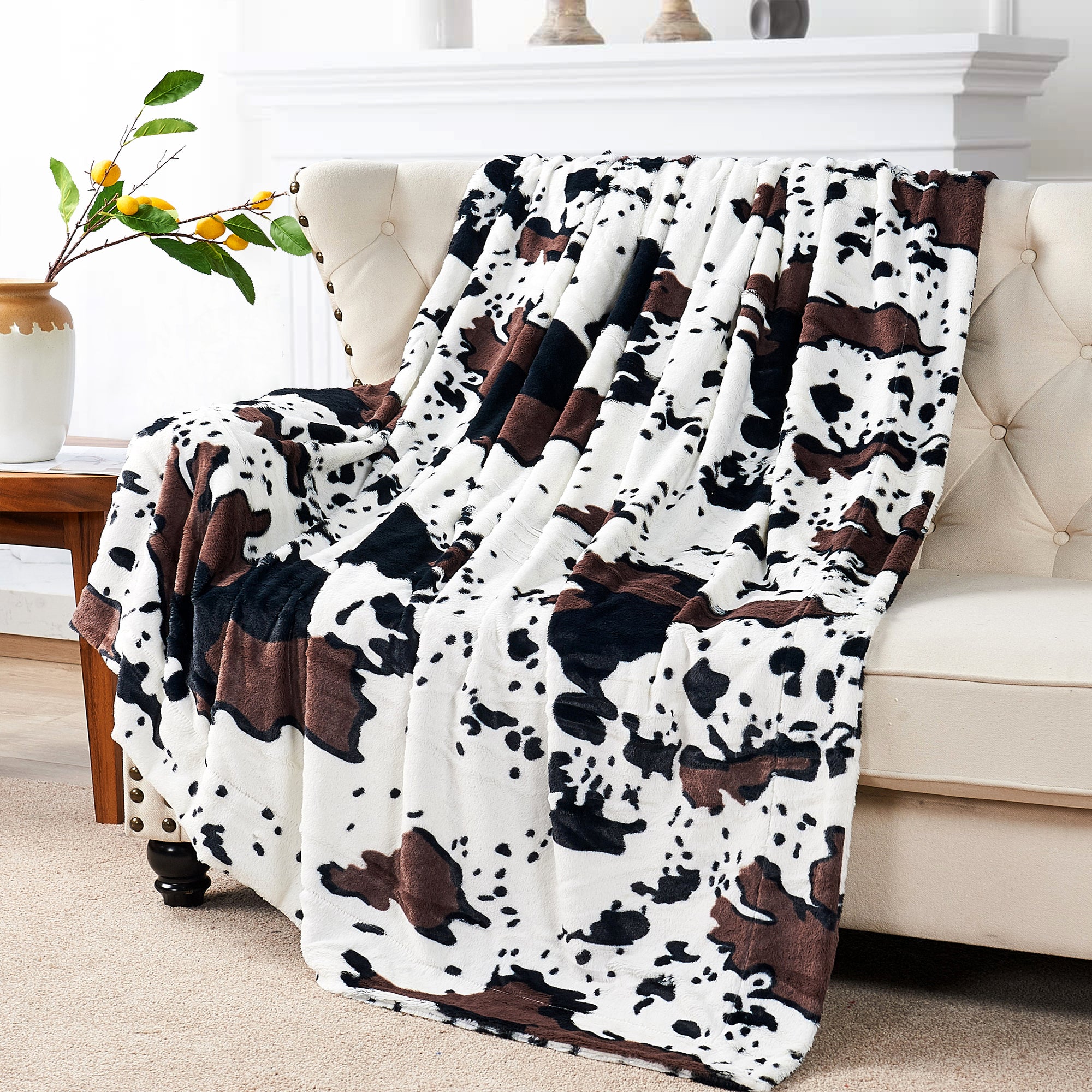 ANIMAL DOUBLE SIDED FAUX FUR THROW