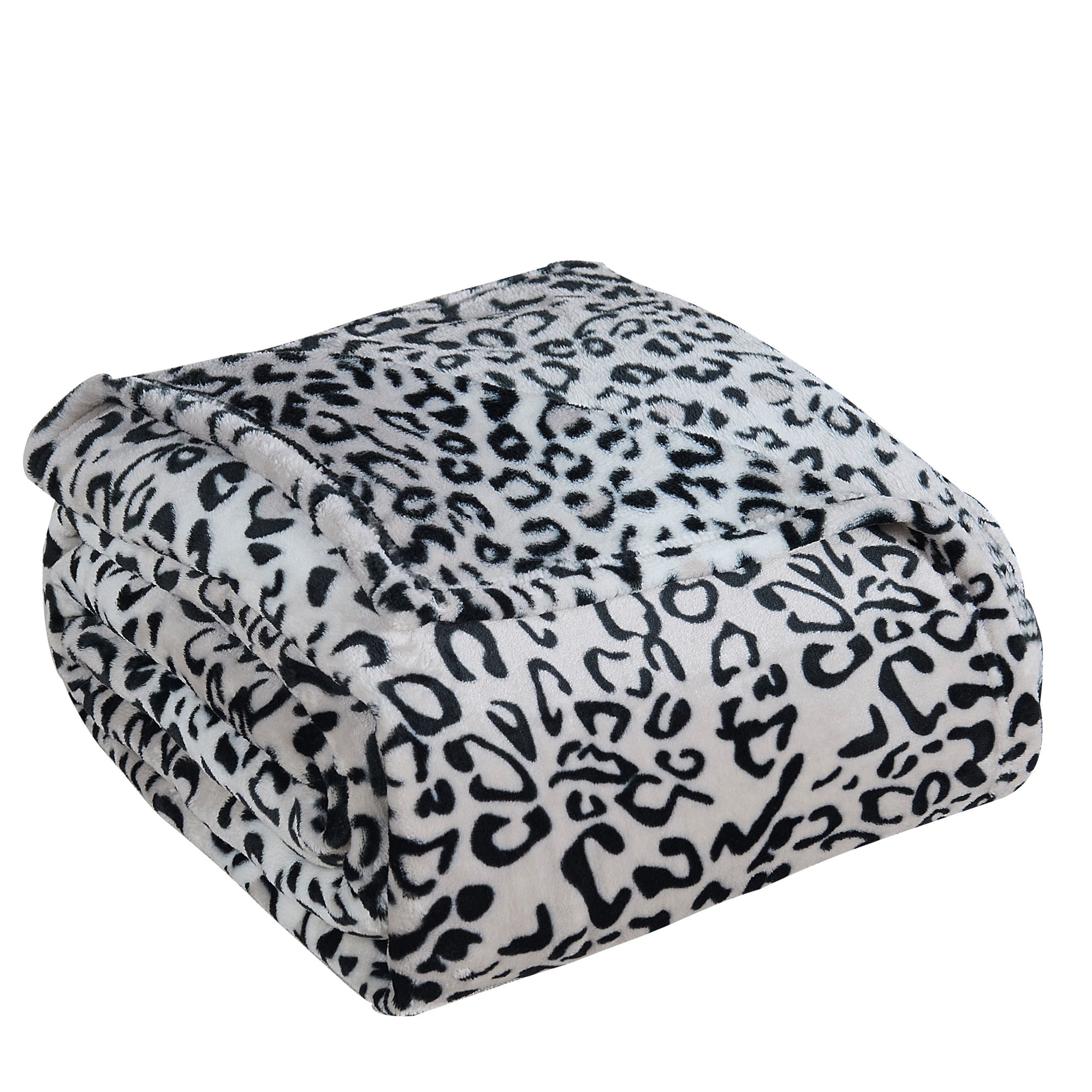 ANIMAL PRINT FLANNEL FLEECE BLANKET- BLACK AND WHITE LEOPARD