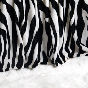 ANIMAL PRINT FLANNEL FLEECE BLANKET- BLACK AND WHITE ZEBRA