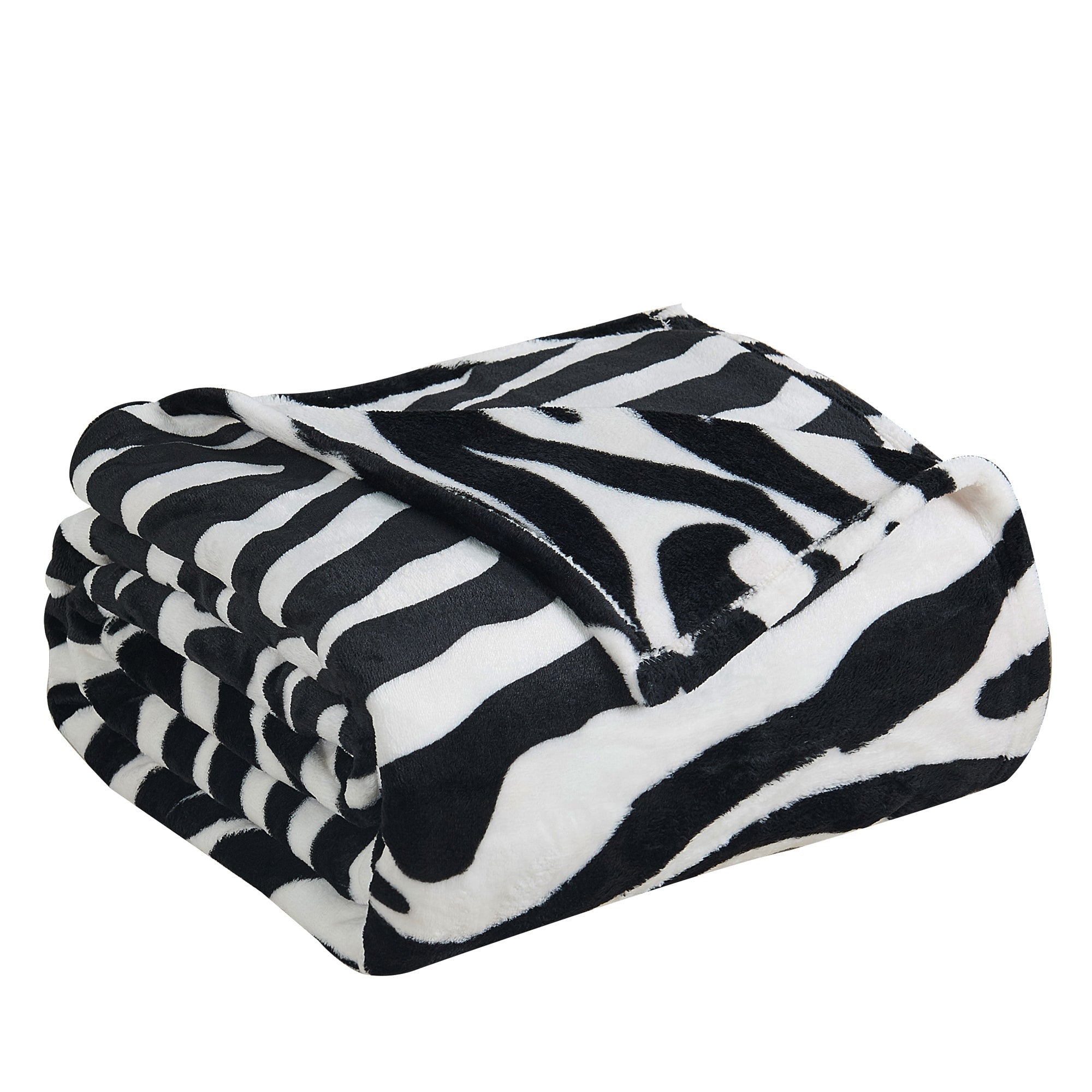 ANIMAL PRINT FLANNEL FLEECE BLANKET- BLACK AND WHITE ZEBRA