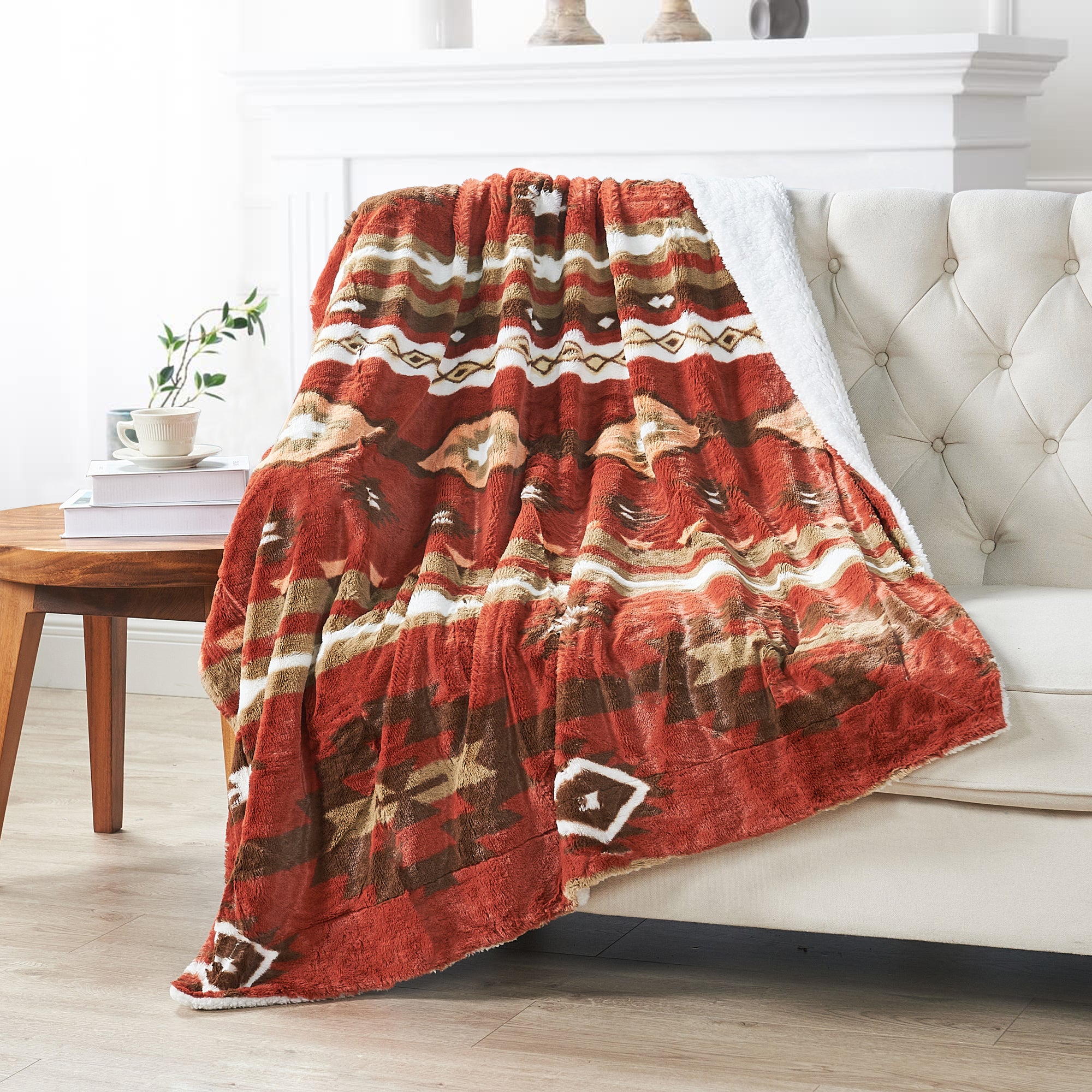 SOUTHWEST FAUX FUR SHERPA THROW