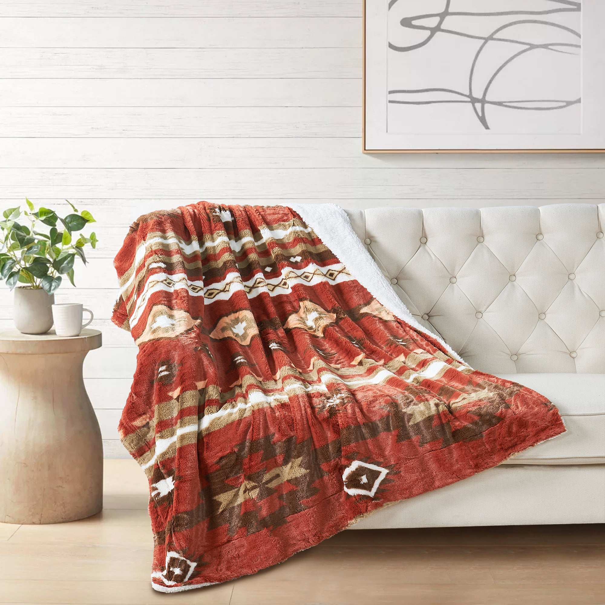 SOUTHWEST FAUX FUR SHERPA THROW