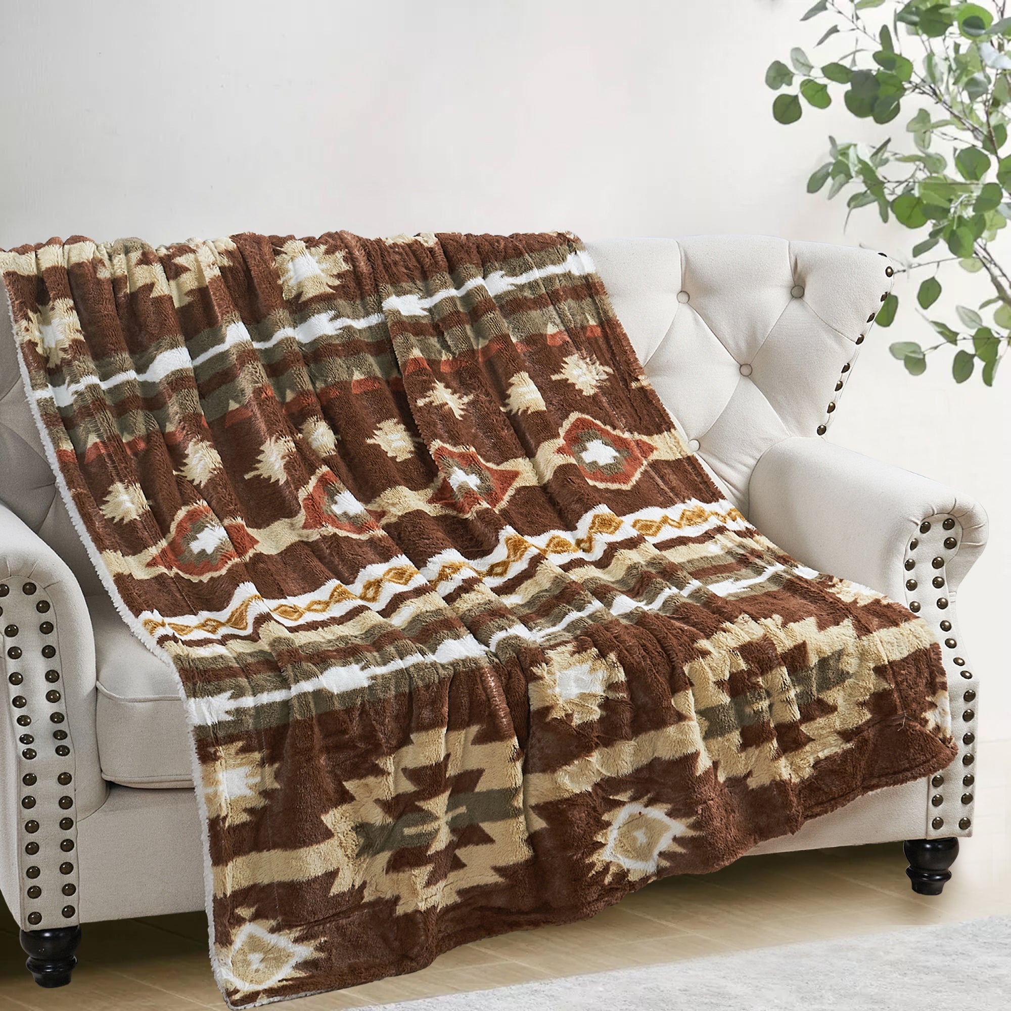 SOUTHWEST FAUX FUR SHERPA THROW