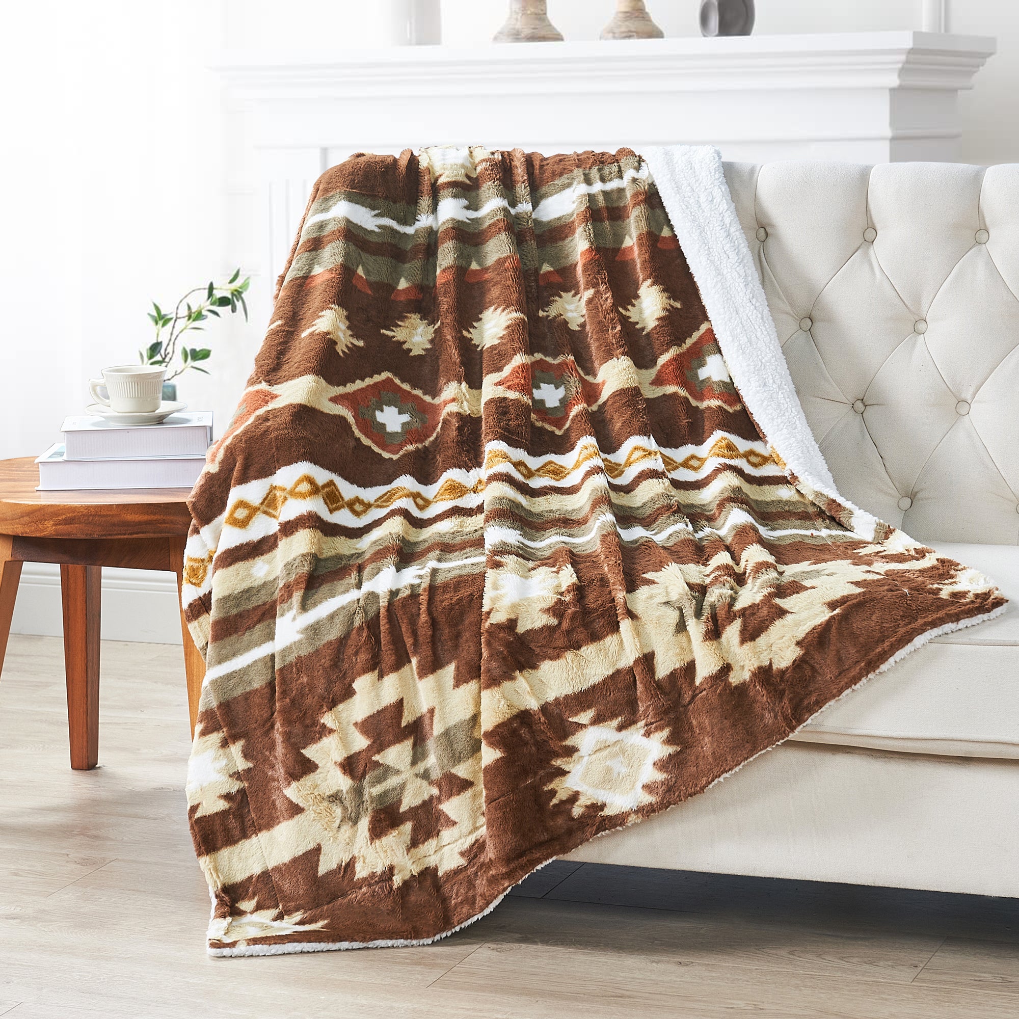 SOUTHWEST FAUX FUR SHERPA THROW