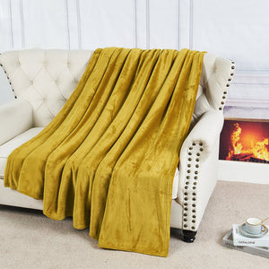 SOLID COLOR FLANNEL FLEECE BLANKET GOLDEN SPICE