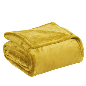 SOLID COLOR FLANNEL FLEECE BLANKET GOLDEN SPICE