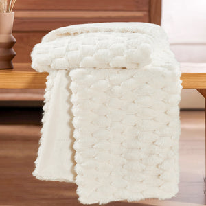 Textured Faux Fur Throw