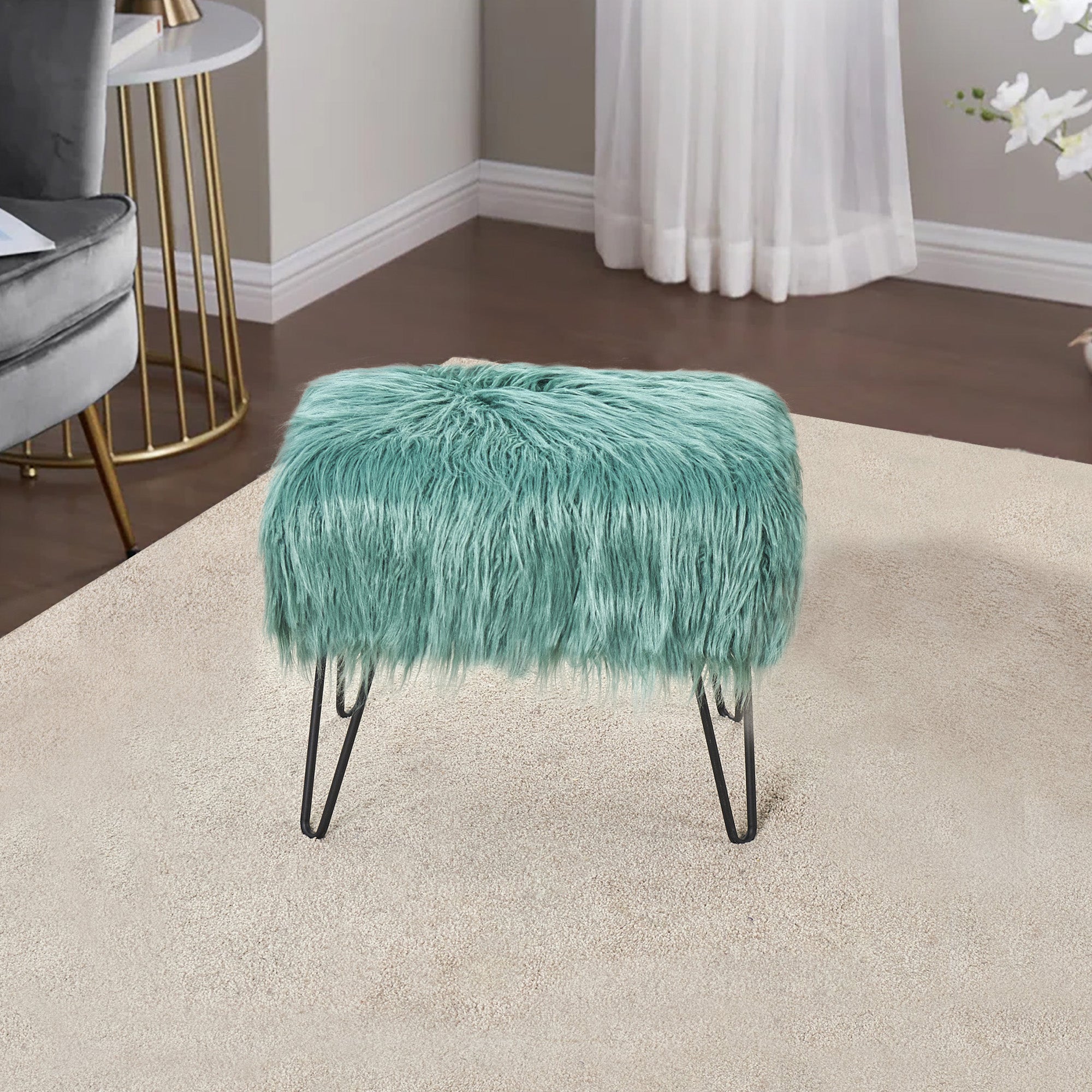 Mongolian Fur Ottoman