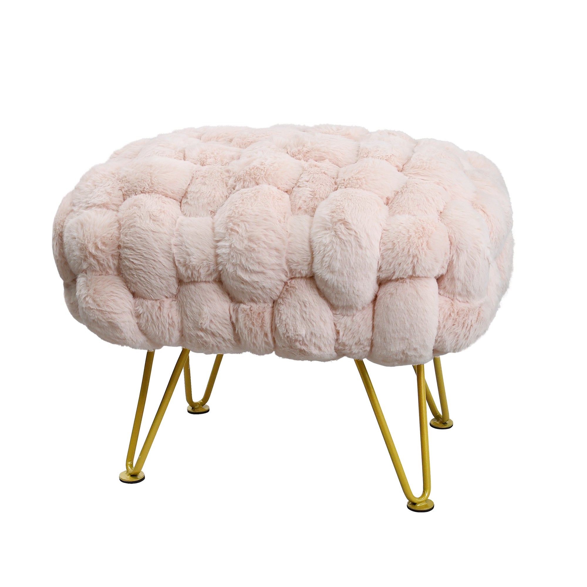 Faux Fur Pouf Stool /Taburete tipo Puff con pelo sintetico.