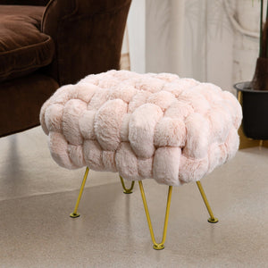 Faux Fur Pouf Stool /Taburete tipo Puff con pelo sintetico.