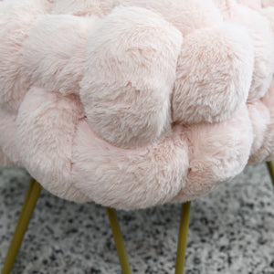 Faux Fur Pouf Stool /Taburete tipo Puff con pelo sintetico.