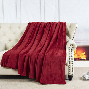 SOLID COLOR FLANNEL FLEECE BLANKET WINE