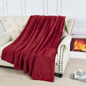 SOLID COLOR FLANNEL FLEECE BLANKET WINE