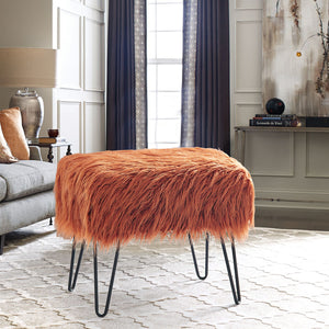 Mongolian Fur Ottoman