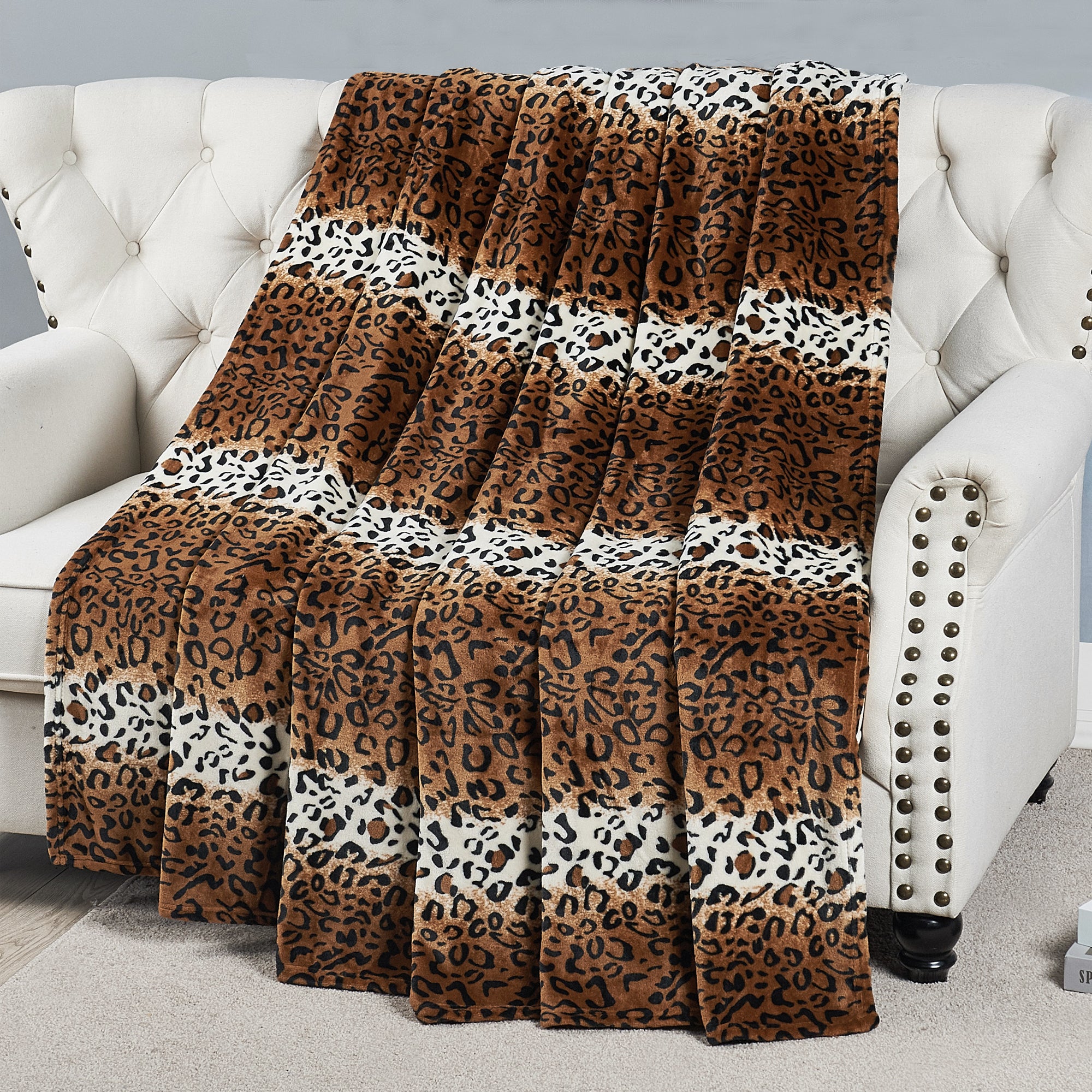 ANIMAL PRINT FLANNEL FLEECE BLANKET ST LEOPARD